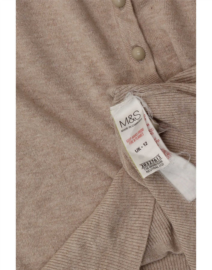 Suéter cardigã feminino Marks & Spencer Reino Unido 12 viscose bege médio