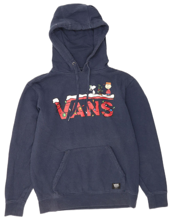 Vans Mens Peanuts Graphic Loose Fit Hoodie Jumper XS Azul Marinho Algodão