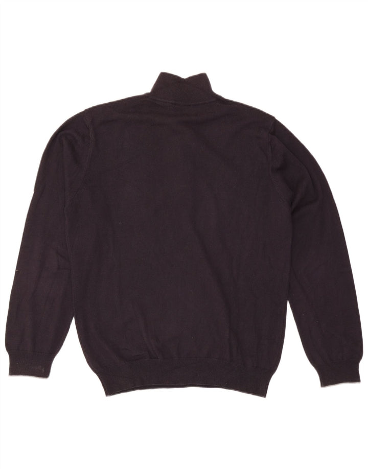 Suéter masculino Trussardi Jeans com gola redonda e botão azul marinho médio