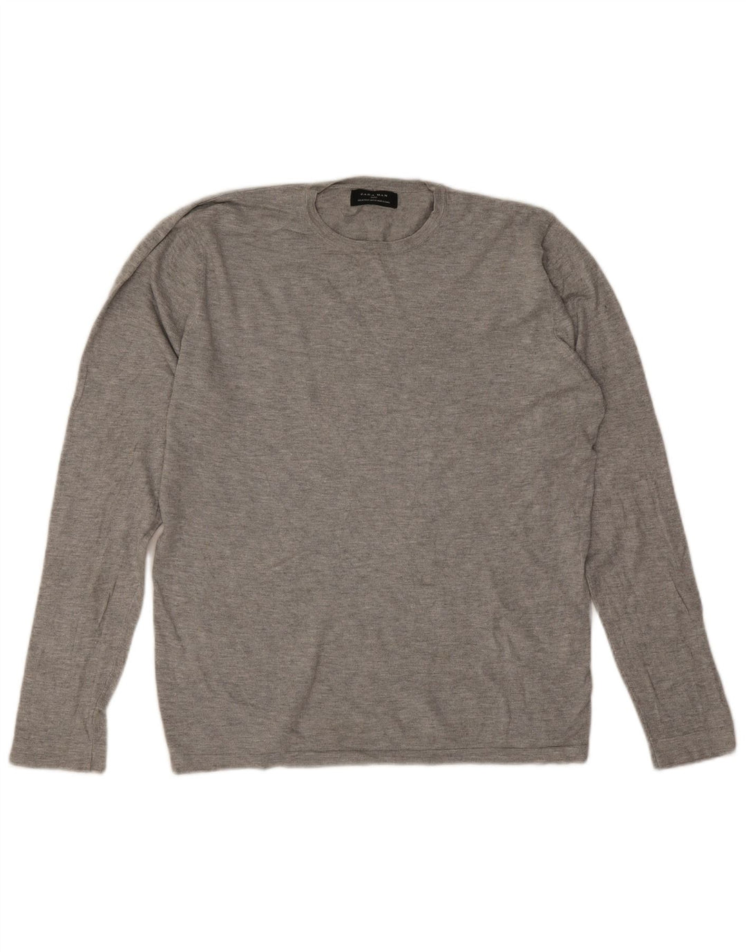Zara Suéter masculino com gola redonda e viscose cinza médio