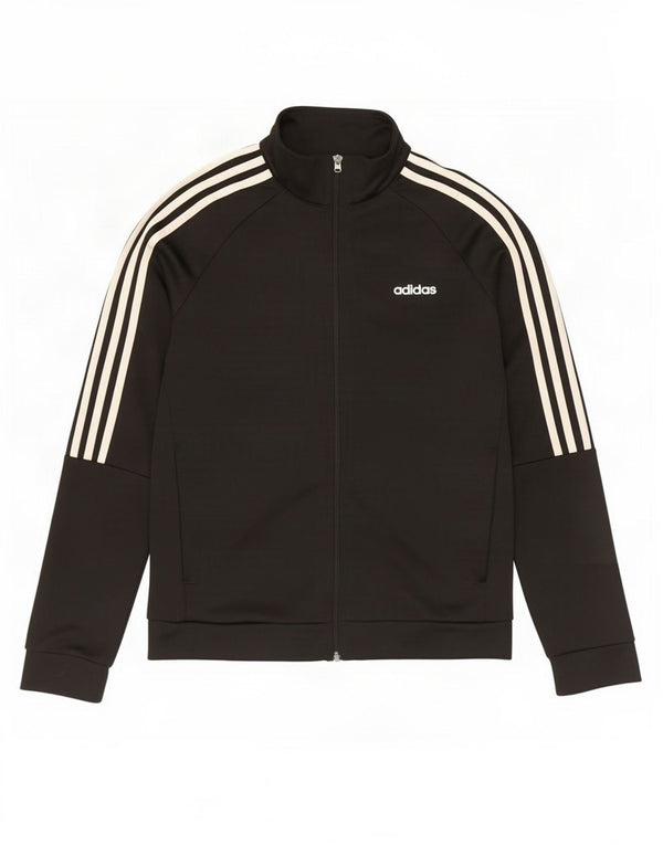 Adidas Womens Tracksuit Top Jacket UK 12/14 Médio Preto Poliéster