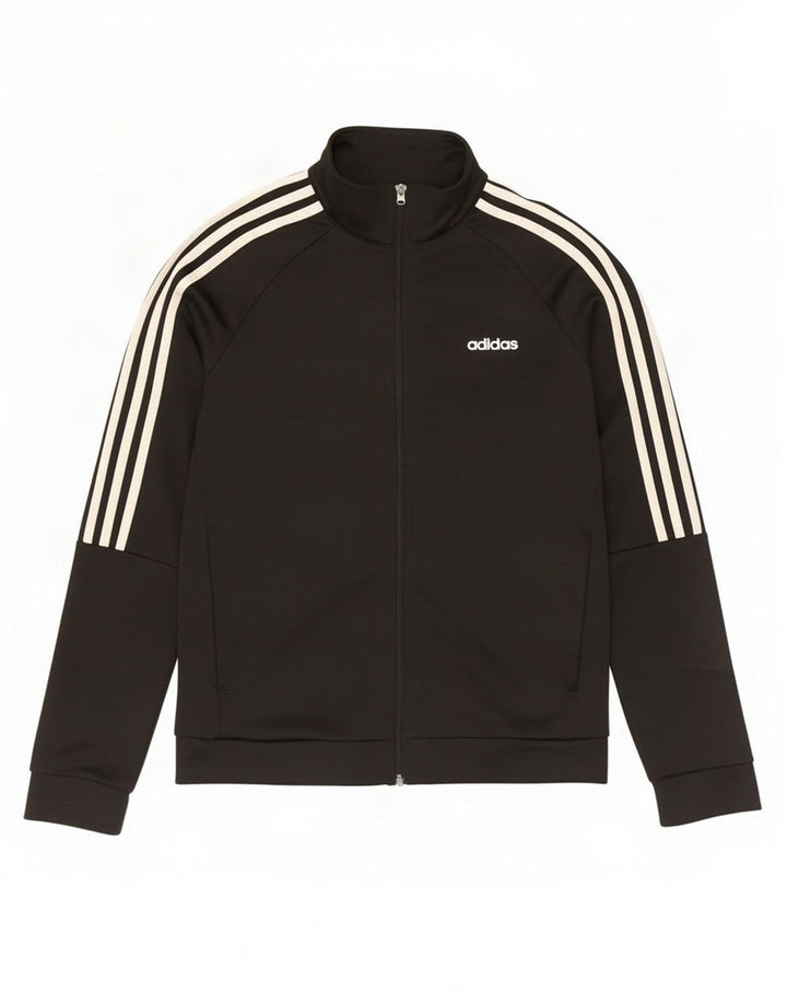 Adidas Womens Tracksuit Top Jacket UK 12/14 Médio Preto Poliéster