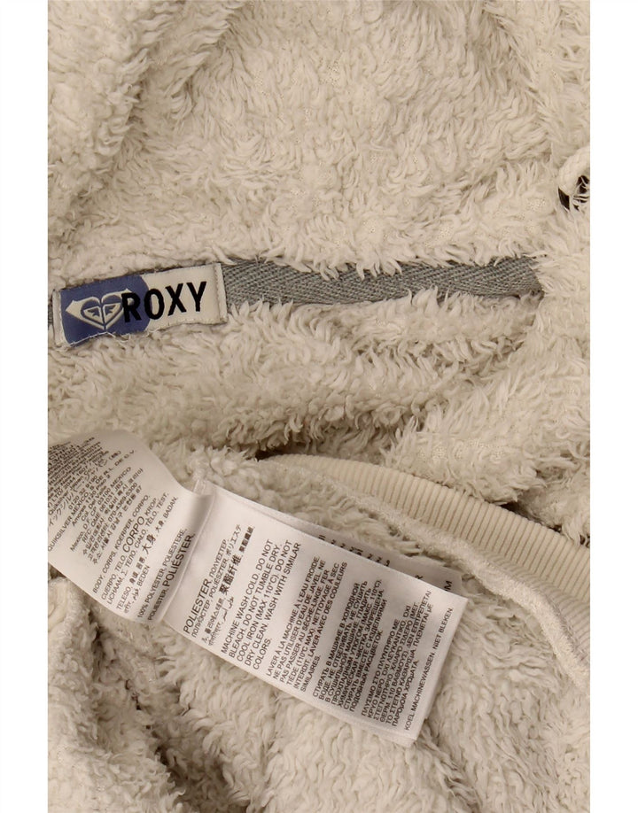 Suéter feminino ROXY com capuz e zíper Reino Unido 14 poliéster branco médio