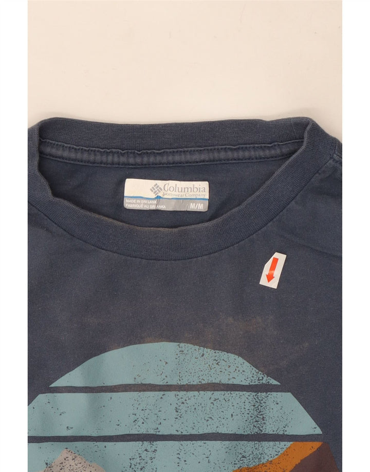 Columbia Mens Graphic Top Manga Longa Médio Algodão Azul