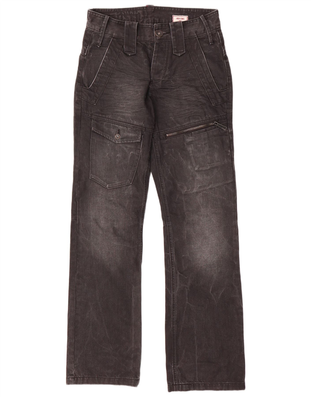 Jack & Jones Mens Cargo Straight Jeans W28 L32 Algodão Cinza