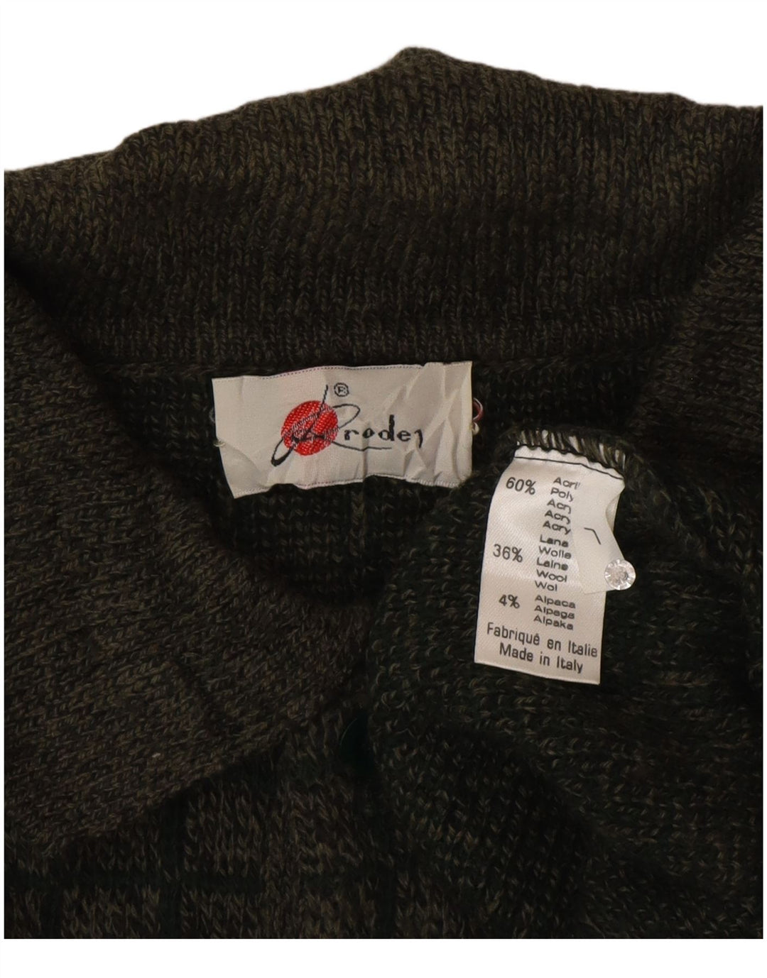 Suéter vintage masculino com gola polo, acrílico geométrico cáqui grande