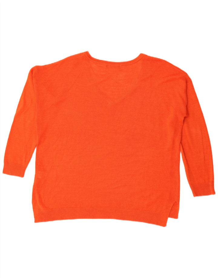 Suéter feminino Marks & Spencer grande com decote em V Reino Unido 14 grande laranja