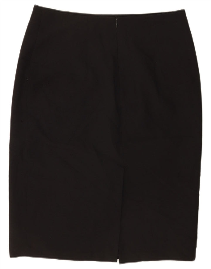 Saia lápis feminina Marks & Spencer Reino Unido 14 grande W32 poliéster preto