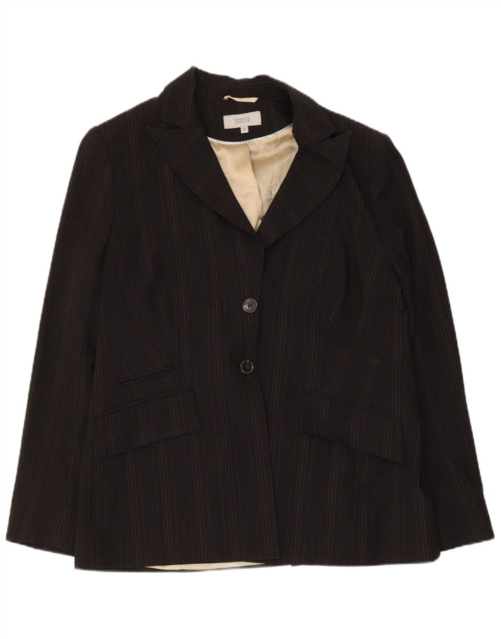Jaqueta blazer feminina de 2 botões Marks & Spencer Reino Unido 16 listrada preta grande
