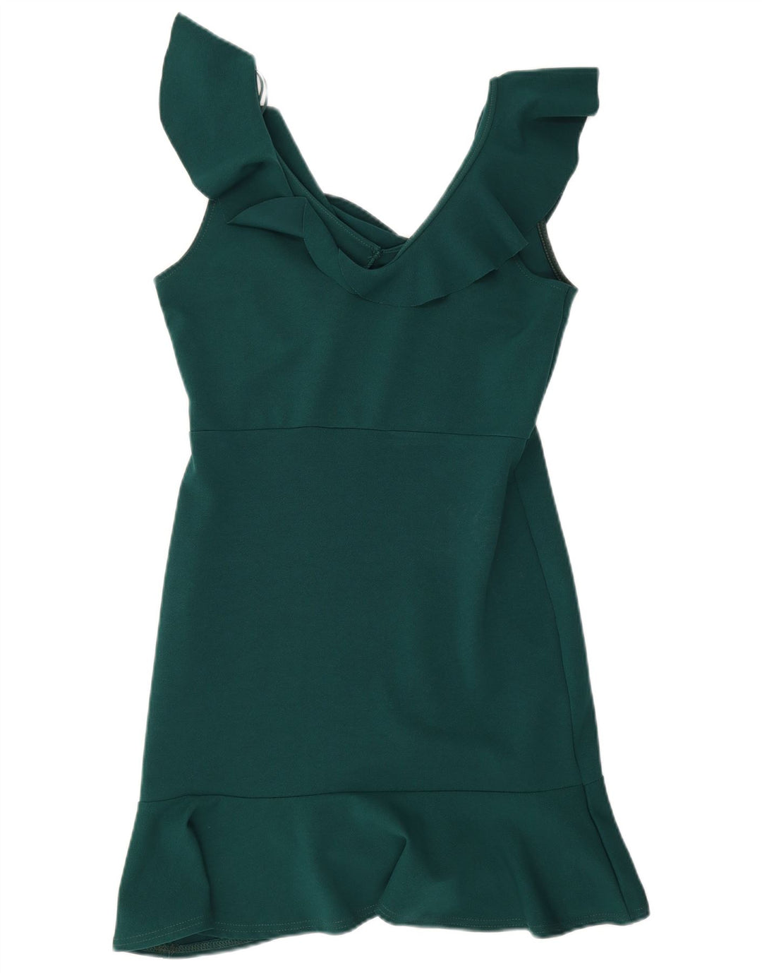Quiz Vestido feminino sem mangas com bainha UK 12 poliéster verde médio
