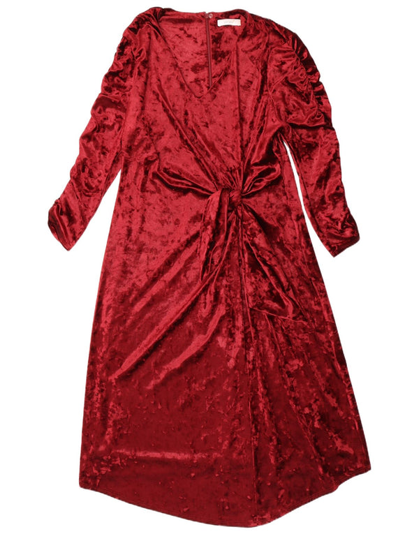 Vestido maxi feminino de veludo com manga 3/4 da Marks & Spencer Reino Unido 14 grande Borgonha