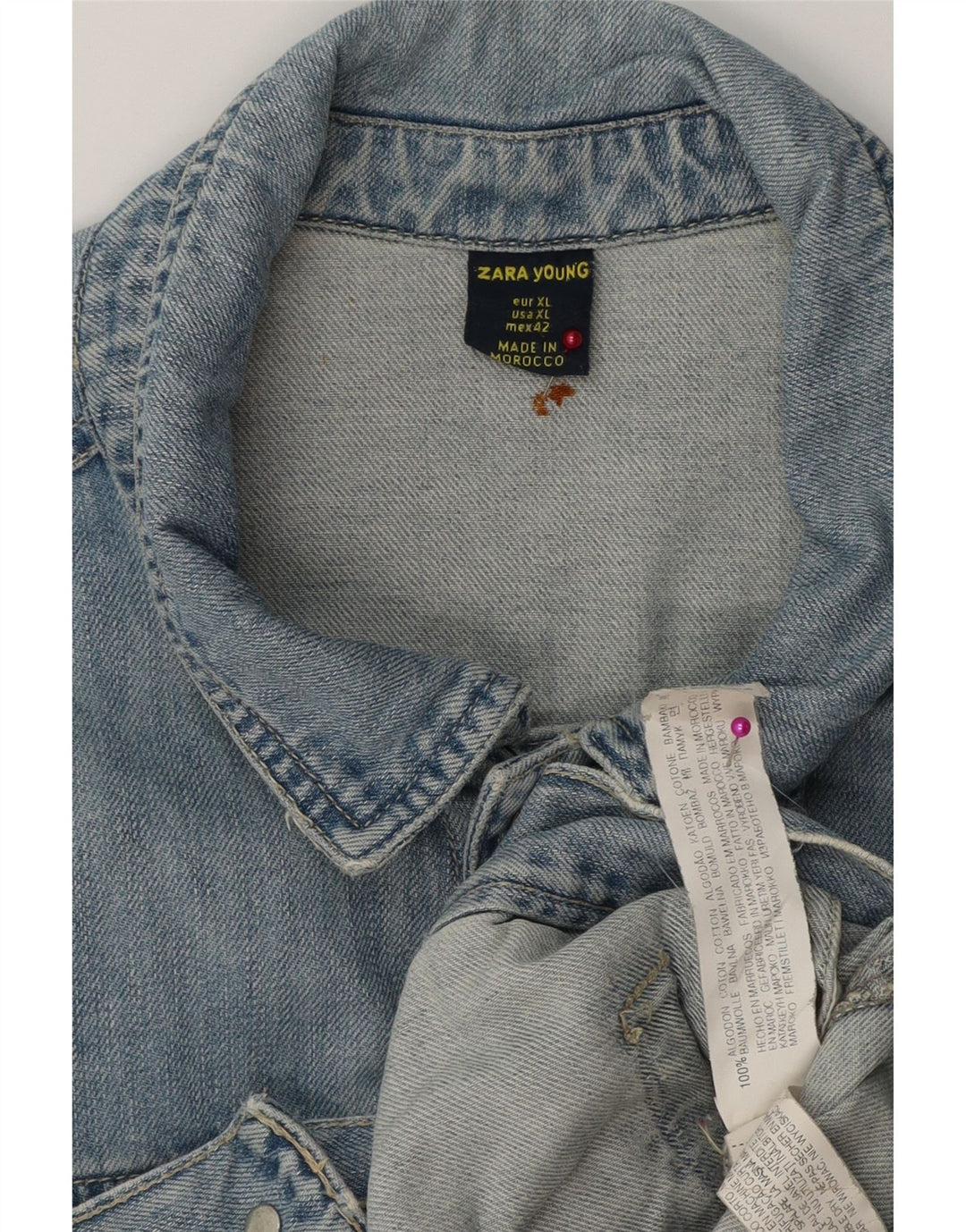 Jaqueta jeans masculina ZARA UK 42 XL algodão azul