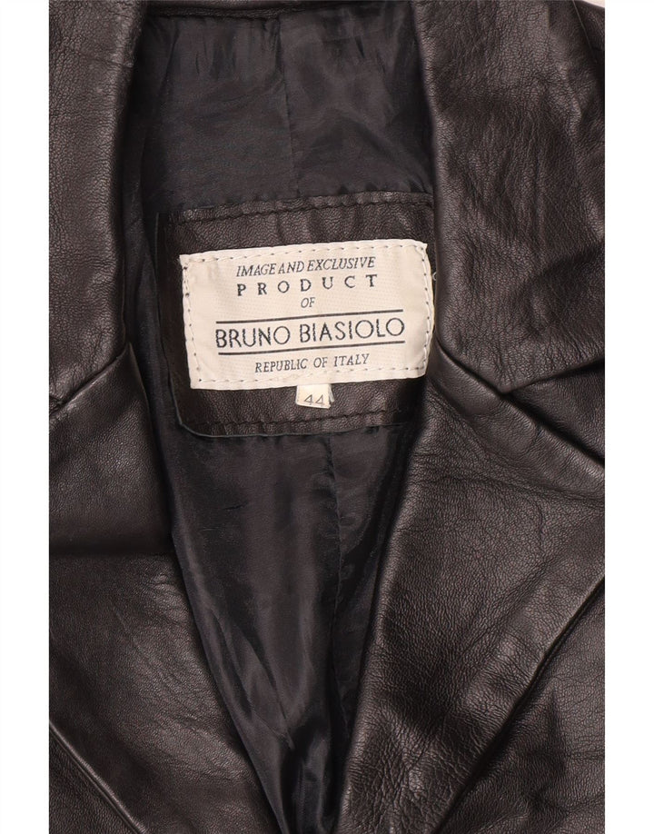 Jaqueta de couro feminina vintage IT 44 médio preto clássico