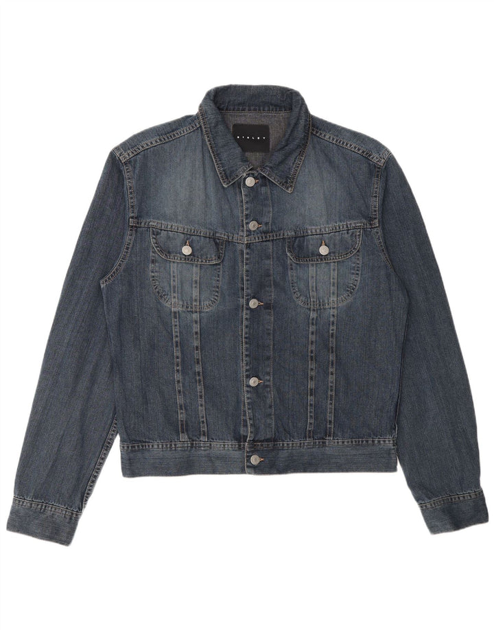 Jaqueta jeans masculina Sisley UK 40 grande algodão azul