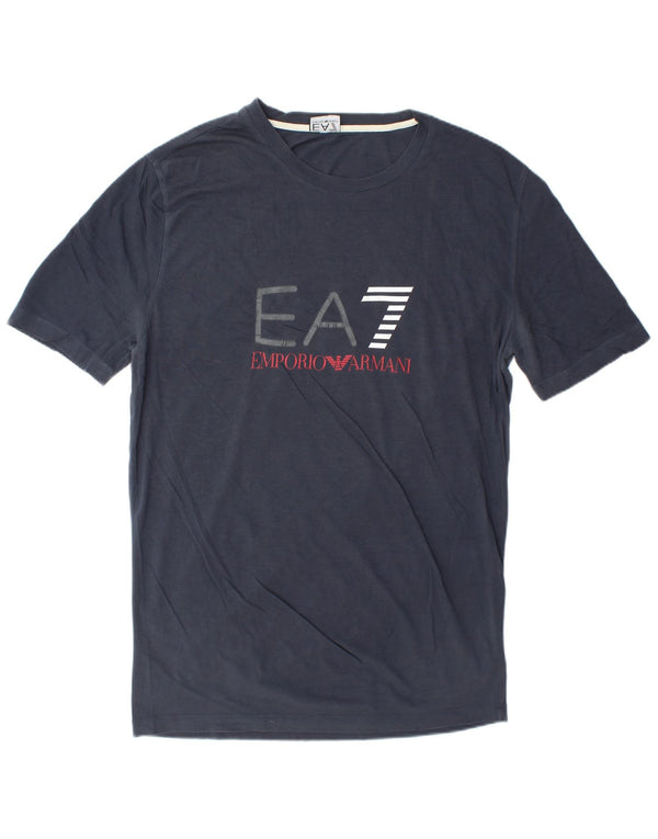 Camiseta gráfica masculina Emporio Armani Top XL azul marinho algodão