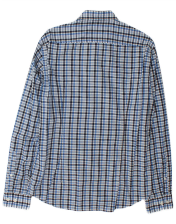 Camisa masculina Hugo Boss de algodão xadrez azul médio