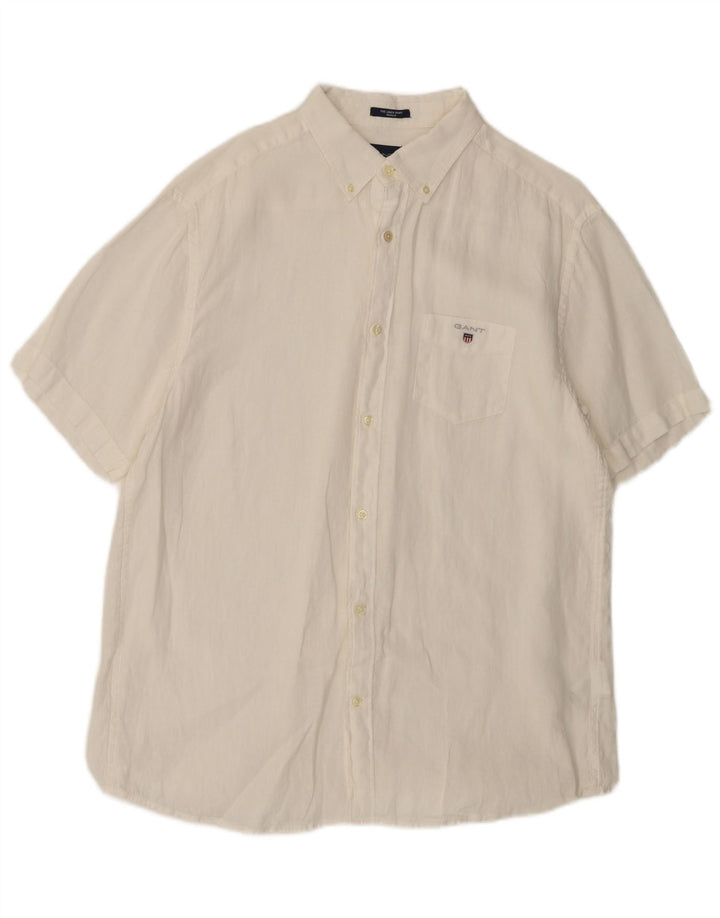 Camisa masculina Gant manga curta regular fit XL linho branco