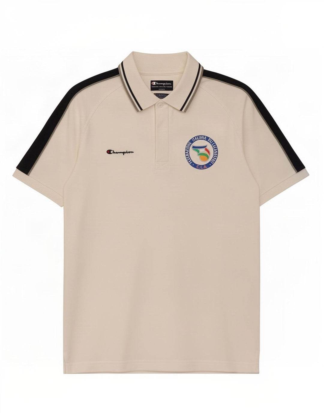 Camisa polo masculina Champion grande bloco colorido branco