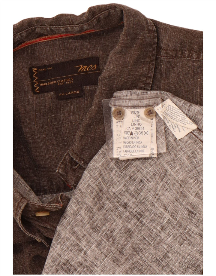 Camisa masculina de manga curta MARLBORO CLASSICS 2XL linho marrom