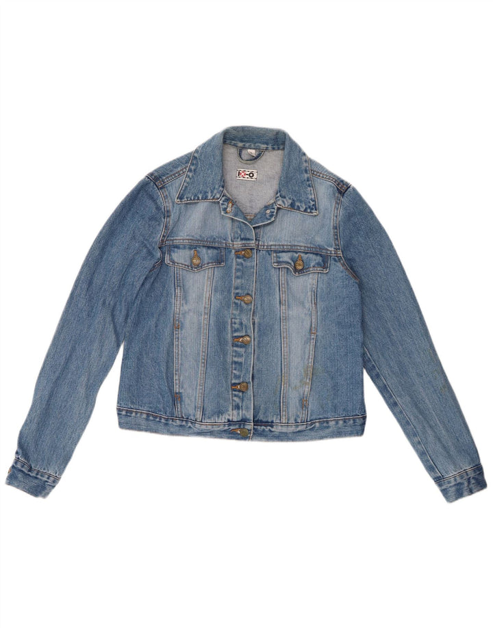 Jaqueta jeans feminina VINTAGE UK 14 grande algodão azul