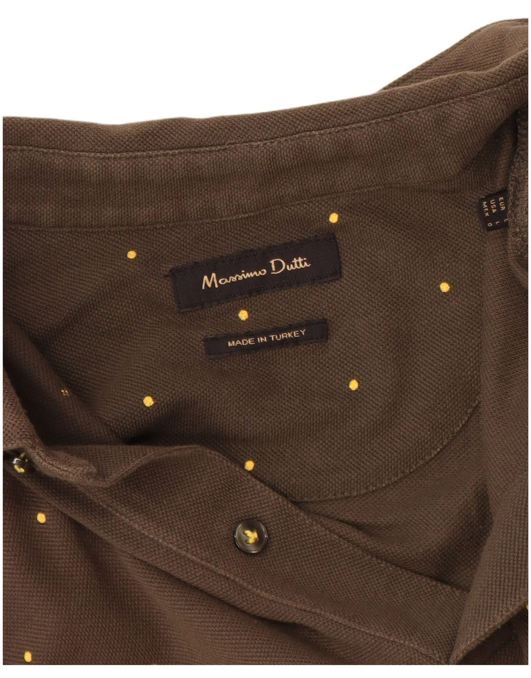 Camisa polo masculina Massimo Dutti grande cáqui manchado