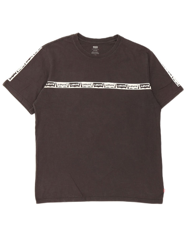 Camiseta masculina Levi's Larston Relaxed Fit Graphic Top Médio Algodão Preto