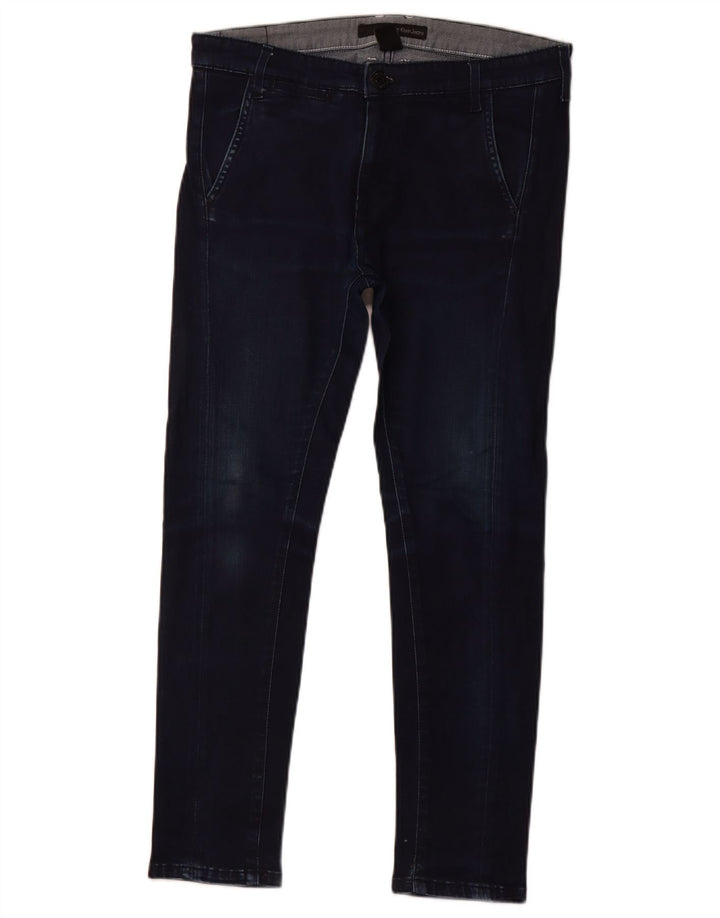 Calça jeans feminina Calvin Klein Slouchy Crop Slim W26 L25 azul marinho