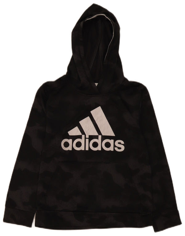 Suéter com capuz gráfico Adidas Boys 10-11 anos médio preto camuflado