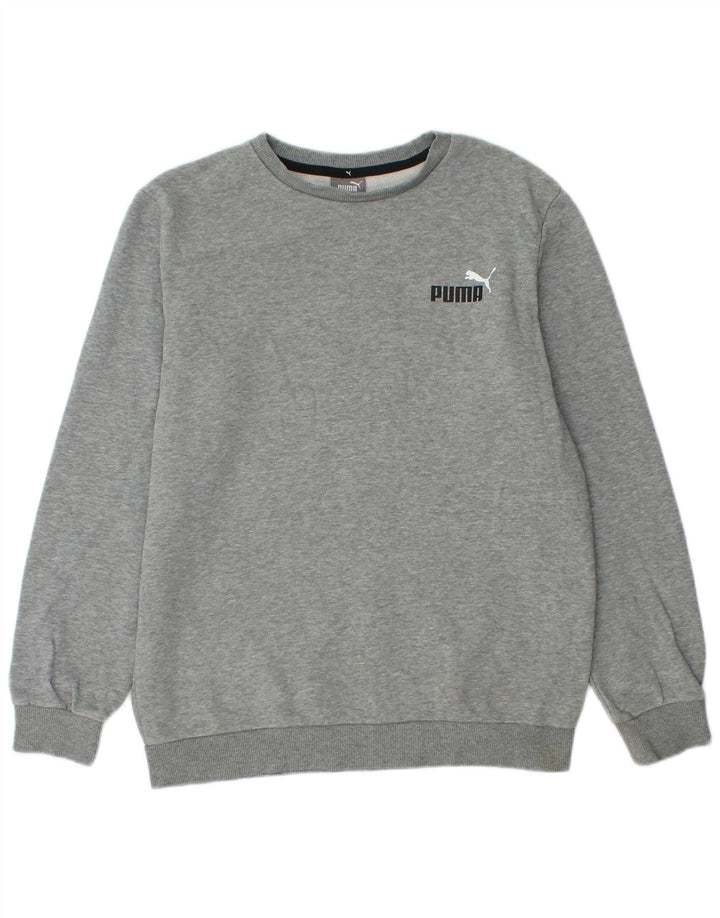 Puma moletom masculino jumper pequeno algodão manchado cinza