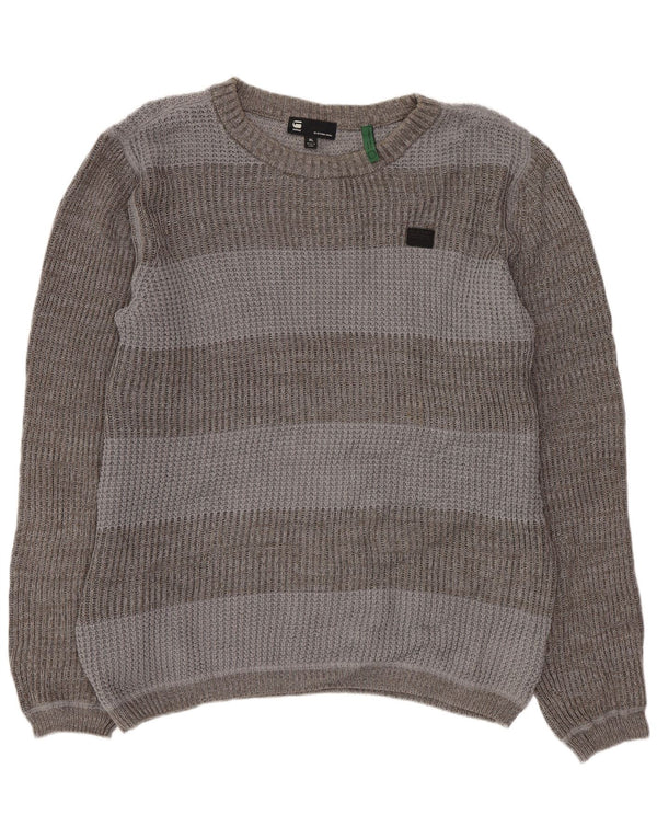 Suéter masculino G-Star com gola canoa XL cinza colorblock algodão