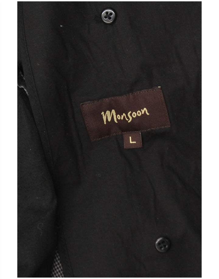 Monsoon Mens Pea Coat UK 40 Grande Algodão Preto