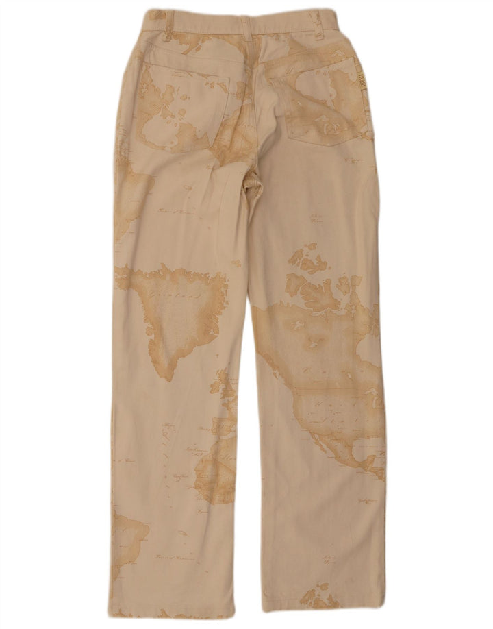 ALVIERO MARTINI Calça feminina casual com padrão abstrato W28 L30 bege