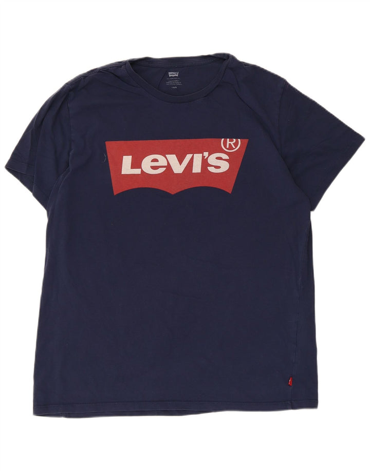 Camiseta gráfica masculina Levi's Top grande algodão azul marinho