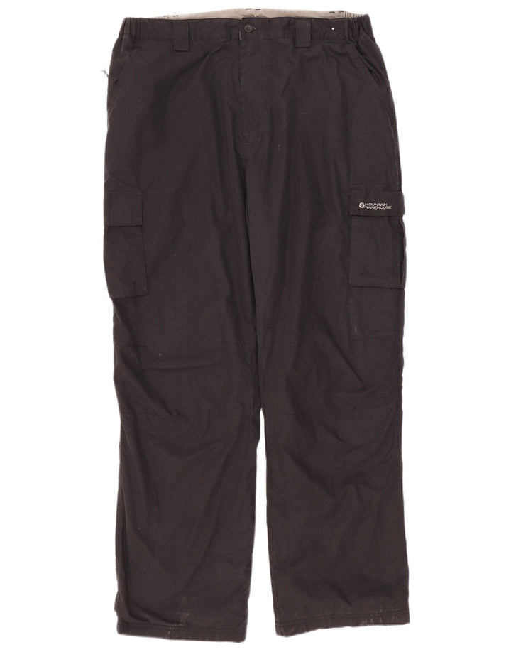 MOUNTAIN WAREHOUSE Calça cargo masculina reta W38 L32 poliéster preto