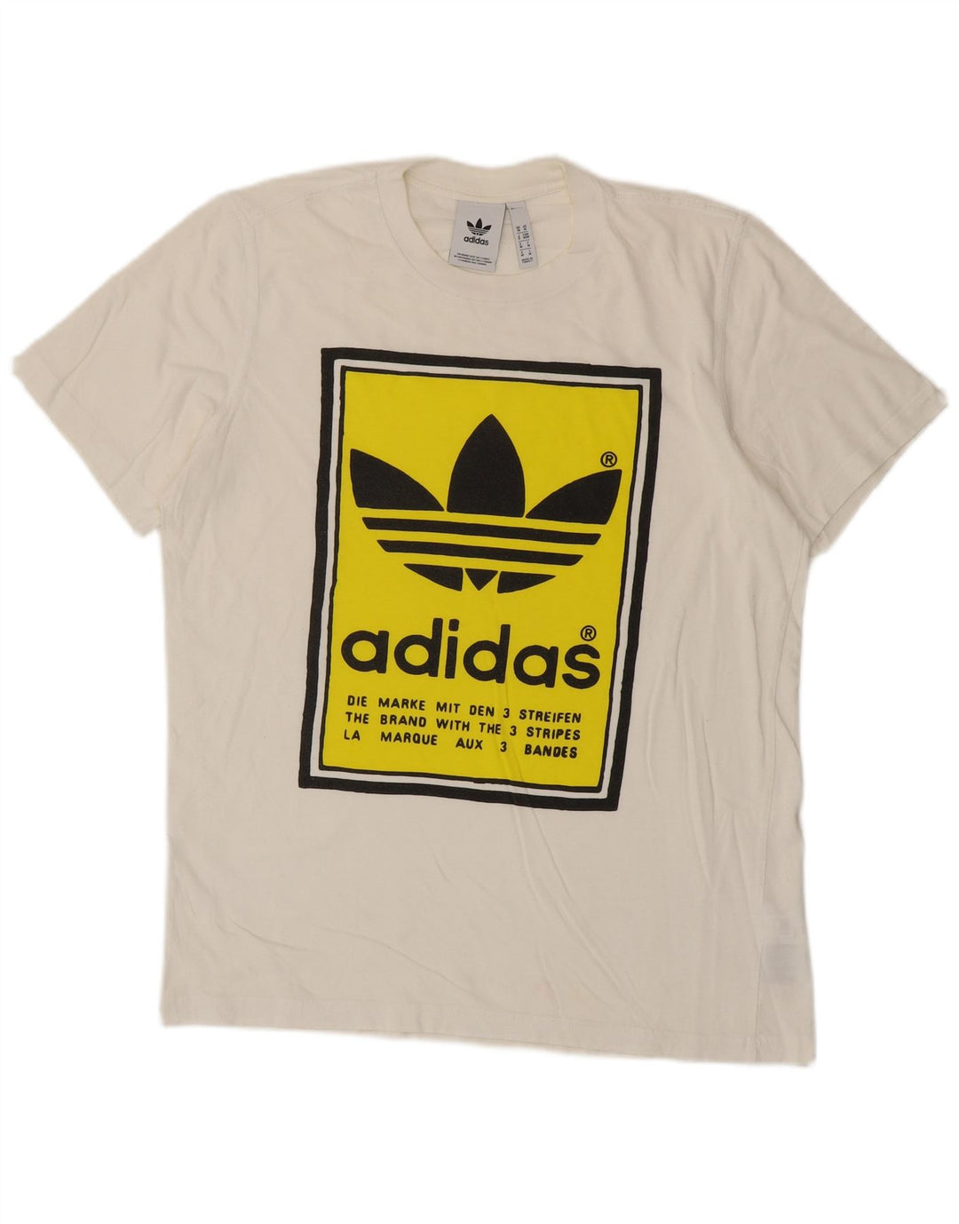 ADIDAS Mens Graphic T-Shirt Top Médio Algodão Branco