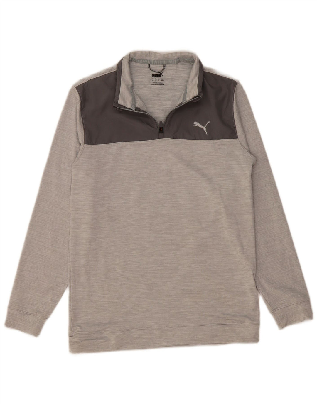 Suéter PUMA masculino com zíper e pescoço pequeno cinza colorblock poliéster