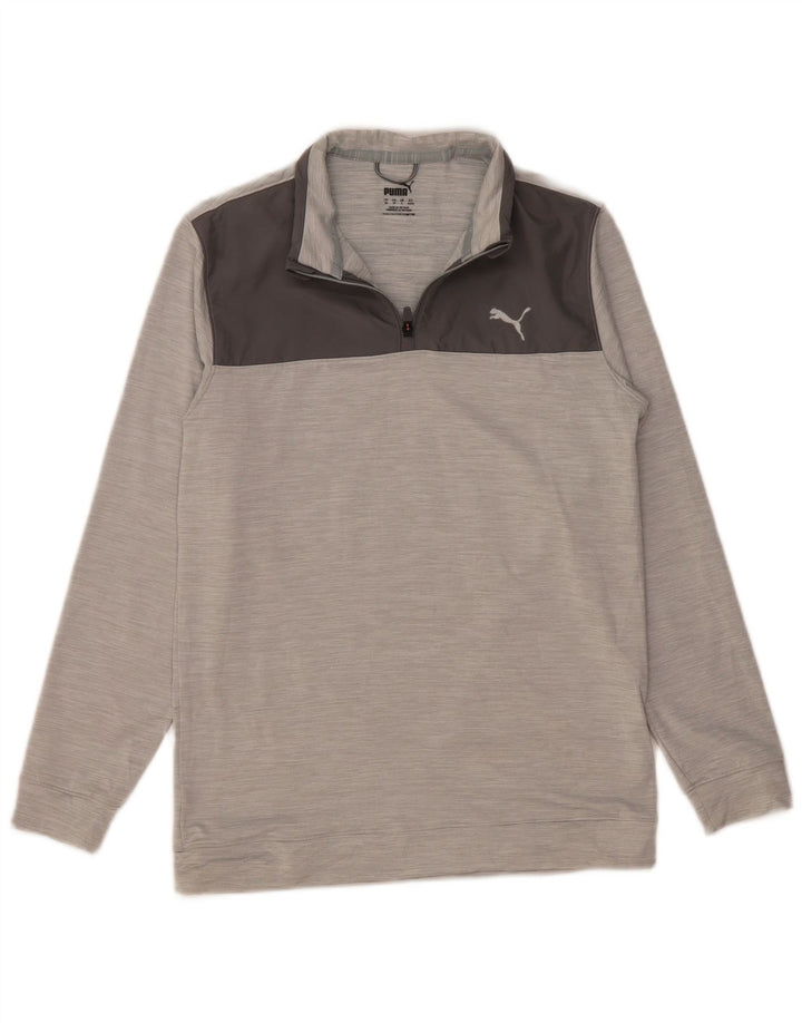 Suéter PUMA masculino com zíper e pescoço pequeno cinza colorblock poliéster