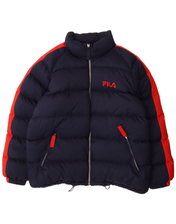Fila Mens Padded Jacket UK 44 2XL Navy Blue Colourblock Polyester