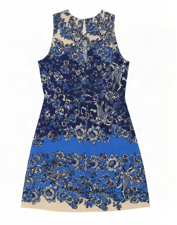 Desigual Vestido feminino sem mangas evasê EU 38 Viscose floral azul médio