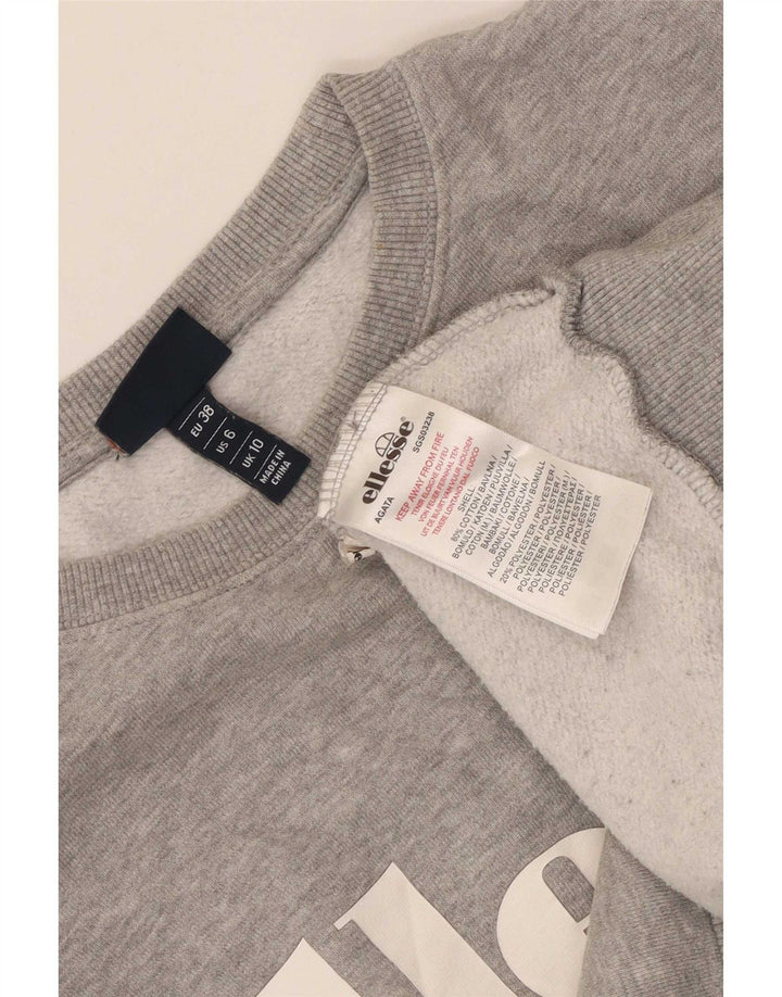 Ellesse moletom feminino grande com estampa gráfica UK 10 pequeno cinza manchado