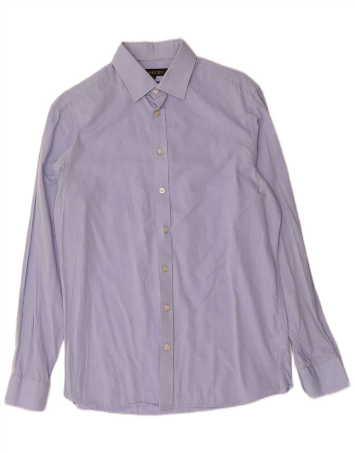 Camisa masculina Jaeger tamanho 15,5 algodão azul médio