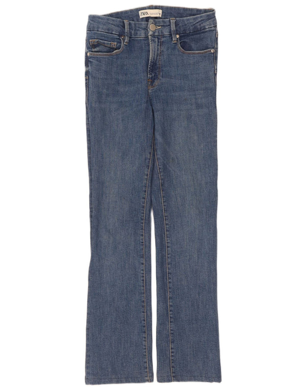 Calça jeans feminina Zara Bootcut EU 36 XS W26 L29 azul algodão