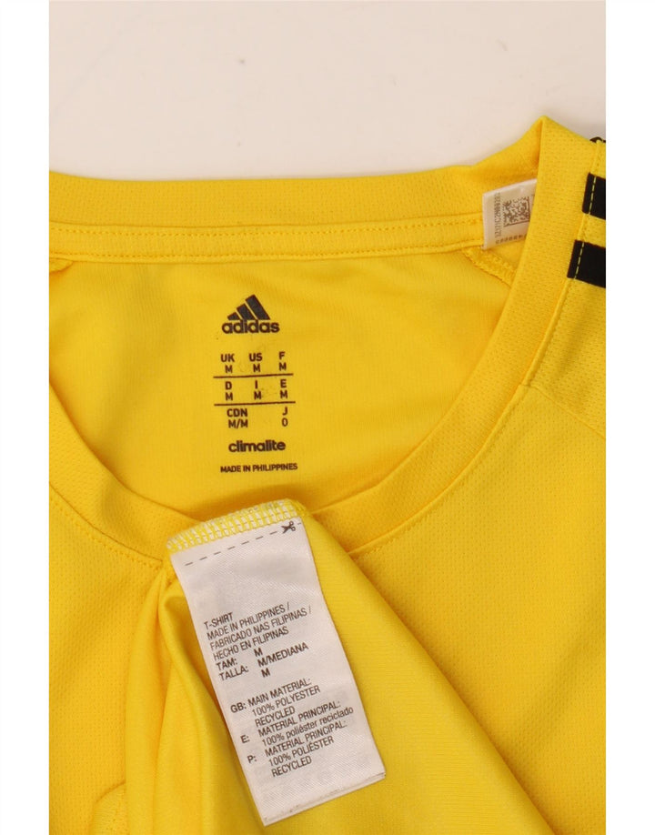 Adidas Mens Climalite Camiseta Top Médio Poliéster Amarelo