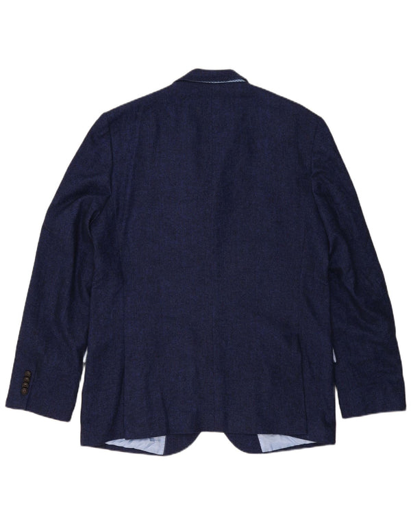 Jaqueta blazer masculina de 2 botões Marks & Spencer UK 44 XL azul marinho espinha de peixe