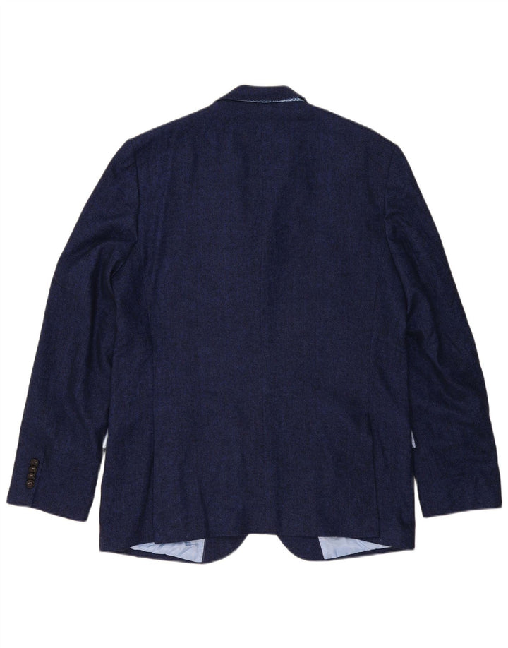 Jaqueta blazer masculina de 2 botões Marks & Spencer UK 44 XL azul marinho espinha de peixe