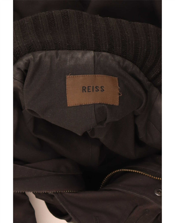 Jaqueta corta-vento masculina Reiss com capuz Reino Unido 36 poliéster preto pequeno