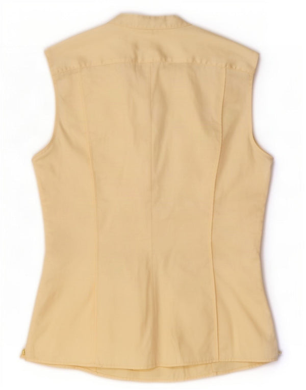 Blusa feminina sem mangas Hugo Boss UK 8 algodão amarelo pequeno