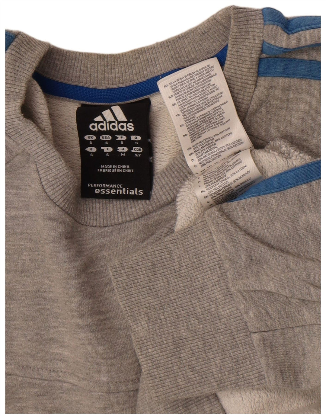 Adidas Mens Moletom Jumper Pequeno Algodão Flecked Cinza