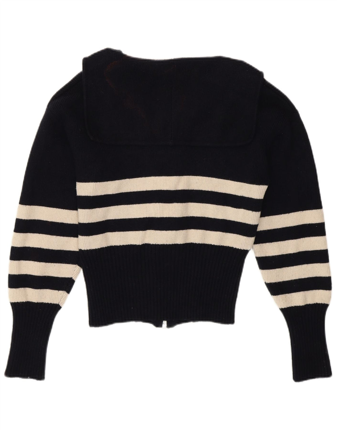 Suéter cardigã feminino Zara, pequeno, listrado azul marinho, viscose
