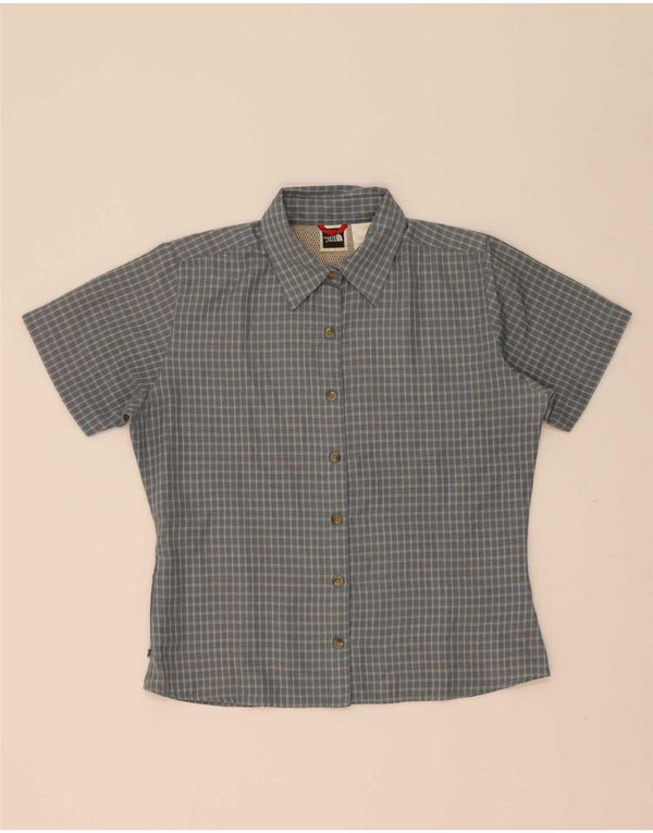 Camisa feminina de manga curta The North Face UK 14 Poliéster xadrez cinza médio